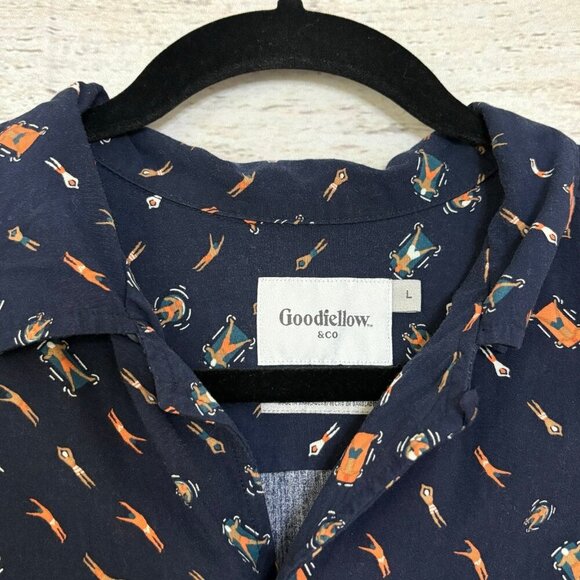 Goodfellow + Co. Blue ShortSleeve Button Up Large - Picture 4 of 6